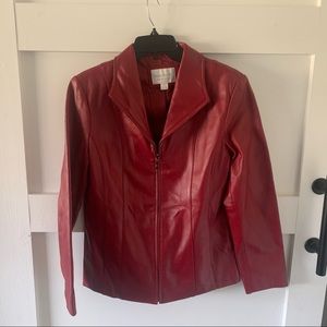 Women’s red leather jacket